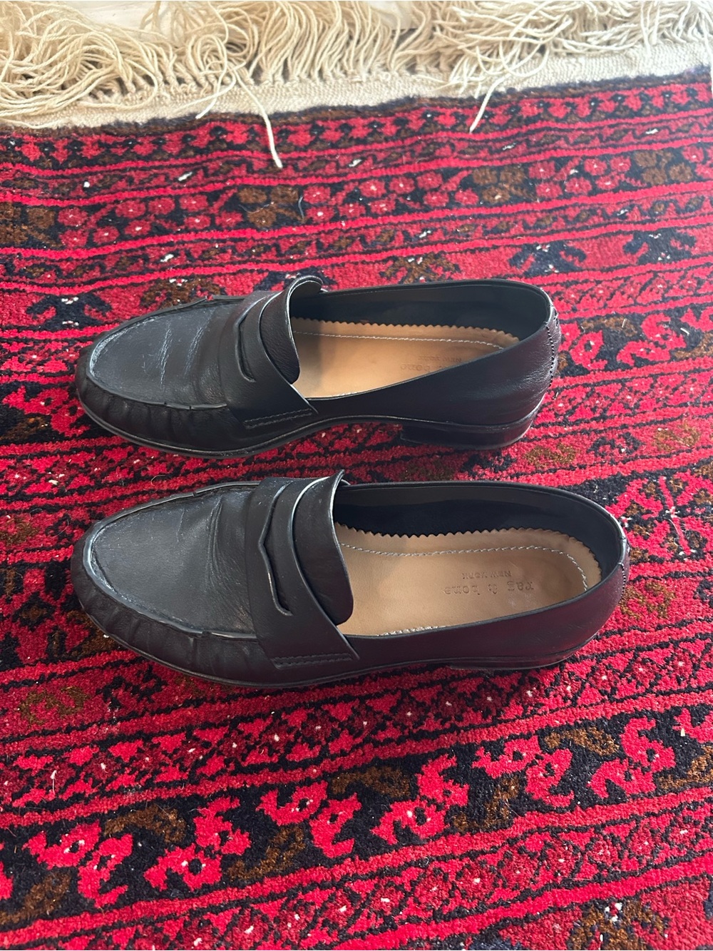 rag & bone Black Leather Penny Loafers